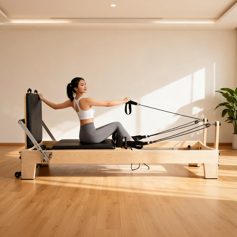 Pilates Yoga Machine - Weißer Ahorn Tragbarer Verstellbarer Pilates-Reformer Luxuriöse